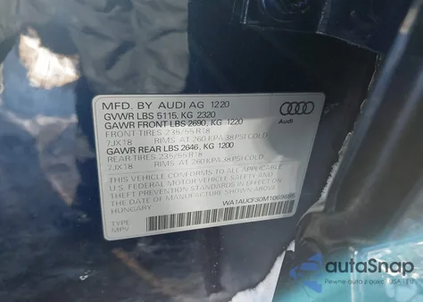 2021 Audi Q3 Premium 40 Tfsi Quattro Tiptronic z USA, uszkodzony, nr VIN WA1AUCF30M1069695